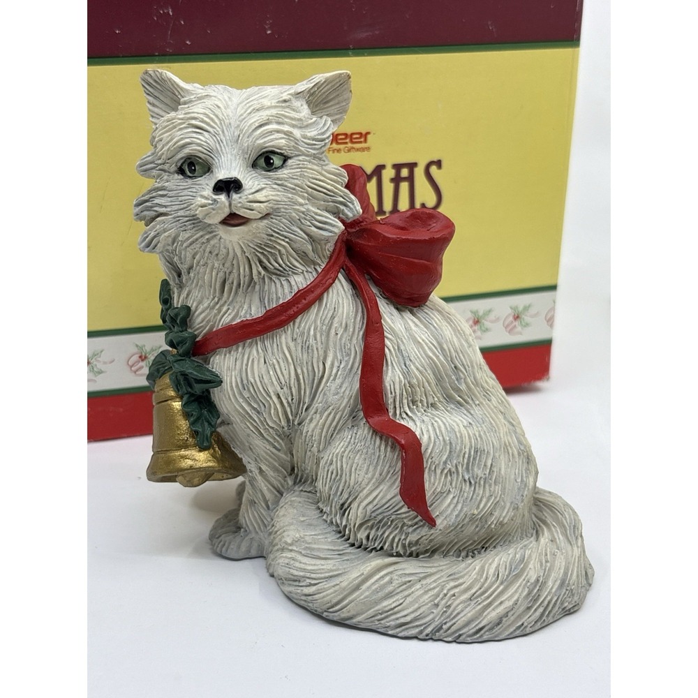 Tom Rubel Persian Cat Silver Deer Christmas Animal Collection 1990 Figurine Box